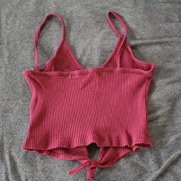 Romwe Maroon cropped Tank Top with Bow tie in front- Size Small - Picture 2 of 2
